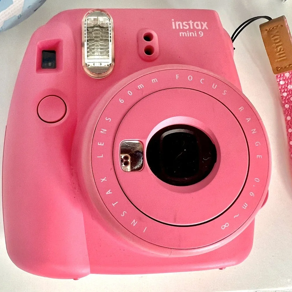 Fujifilm Mini 9 Instanx Camera-Hot Pink With Film&Blue Alpaca Strap Case Bundle